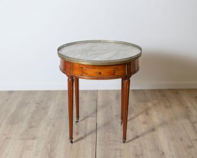 Late 18th Century French Mahogany Work Table with Marble Top and Brass Gallery