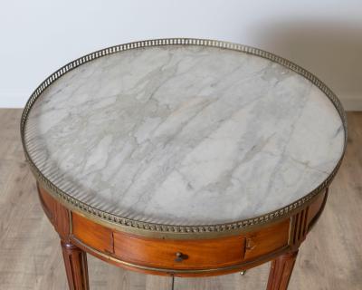 Late 18th Century French Mahogany Work Table with Marble Top and Brass Gallery