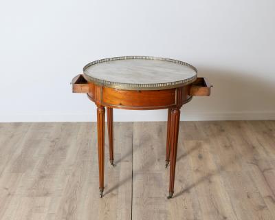 Late 18th Century French Mahogany Work Table with Marble Top and Brass Gallery