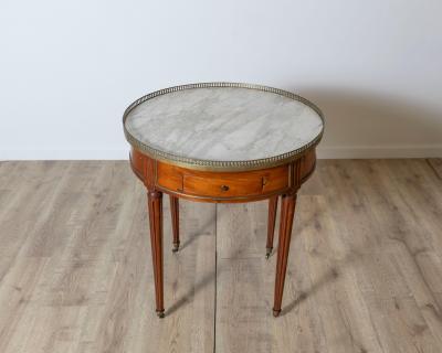 Late 18th Century French Mahogany Work Table with Marble Top and Brass Gallery