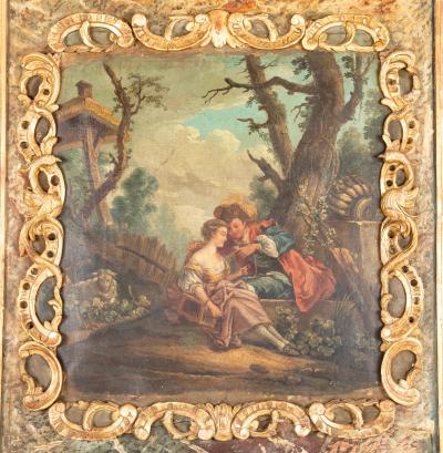 Late 18th Century French Trumeau Mirror with Romantic Painting