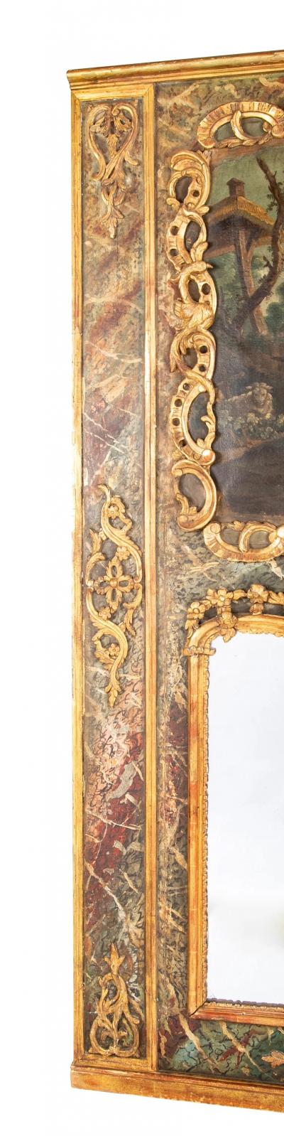Late 18th Century French Trumeau Mirror with Romantic Painting