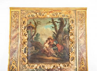 Late 18th Century French Trumeau Mirror with Romantic Painting
