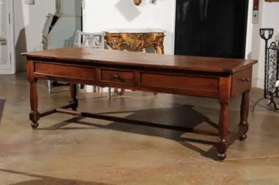 Late 18th Century French Walnut and Acacia Wood Sofa Table with Turned Legs