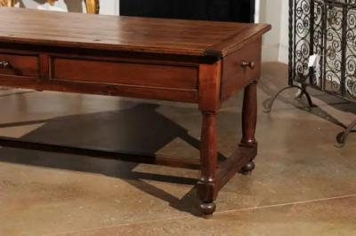 Late 18th Century French Walnut and Acacia Wood Sofa Table with Turned Legs