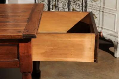Late 18th Century French Walnut and Acacia Wood Sofa Table with Turned Legs