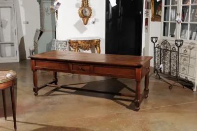 Late 18th Century French Walnut and Acacia Wood Sofa Table with Turned Legs