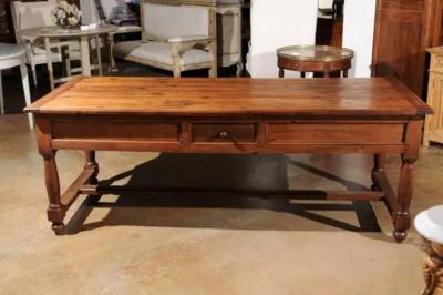 Late 18th Century French Walnut and Acacia Wood Sofa Table with Turned Legs