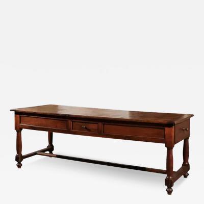 Late 18th Century French Walnut and Acacia Wood Sofa Table with Turned Legs