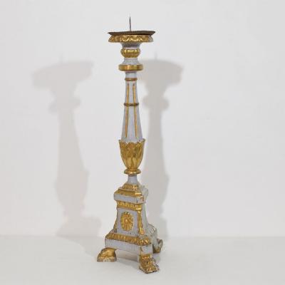 Late 18th Century Italian Neoclassical Carved Wooden Candleholder