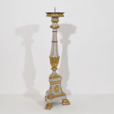 Late 18th Century Italian Neoclassical Carved Wooden Candleholder