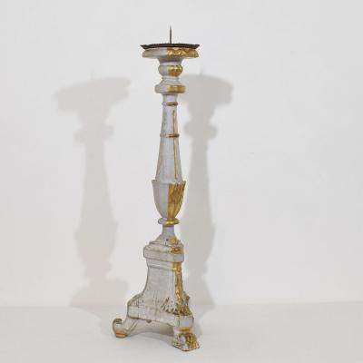 Late 18th Century Italian Neoclassical Carved Wooden Candleholder
