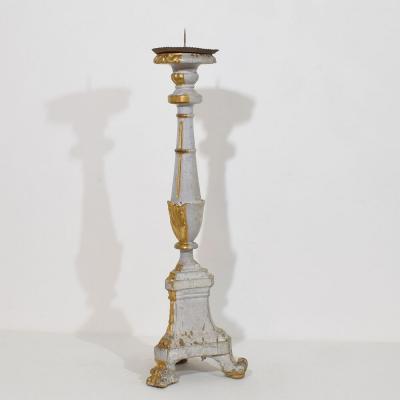 Late 18th Century Italian Neoclassical Carved Wooden Candleholder