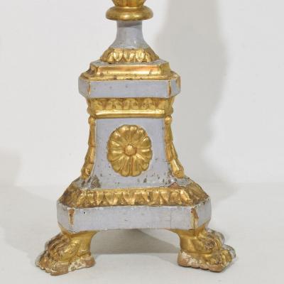 Late 18th Century Italian Neoclassical Carved Wooden Candleholder