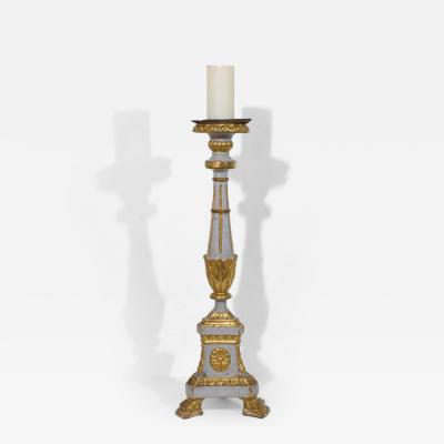 Late 18th Century Italian Neoclassical Carved Wooden Candleholder