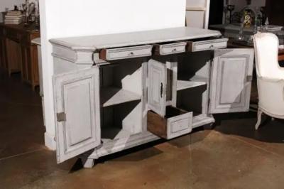 Late 18th Century Swedish Gustavian Painted Wood Sideboard with Fluted Pilasters