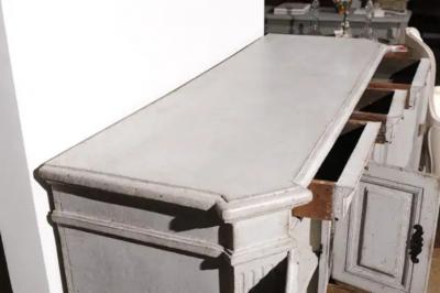 Late 18th Century Swedish Gustavian Painted Wood Sideboard with Fluted Pilasters