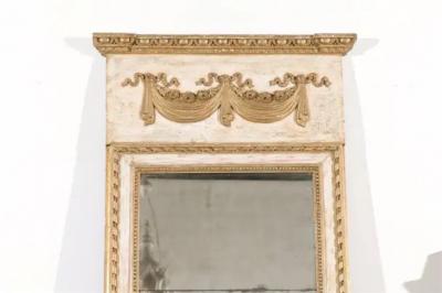 Late 18th Century Swedish Gustavian Period Trumeau Mirror with Swag and Roses