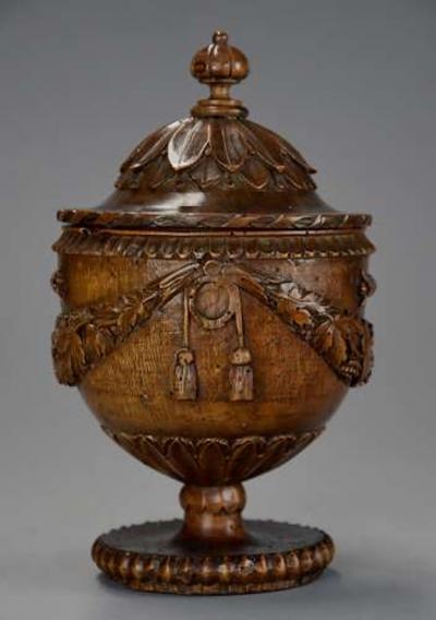 Late 18th century Neoclassical finely carved walnut lidded urn possibly Italian