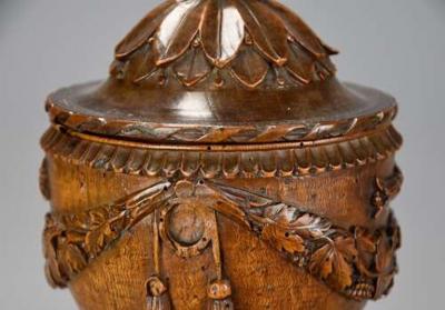 Late 18th century Neoclassical finely carved walnut lidded urn possibly Italian