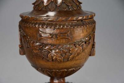 Late 18th century Neoclassical finely carved walnut lidded urn possibly Italian