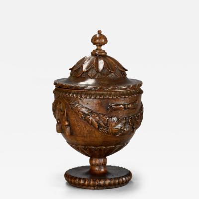 Late 18th century Neoclassical finely carved walnut lidded urn possibly Italian