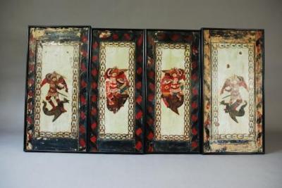 Late 18th century set of twelve pine painted panels