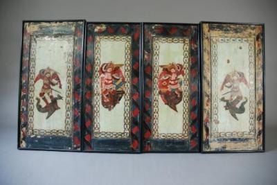 Late 18th century set of twelve pine painted panels