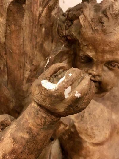 Late 18th or Early 19th Century Terracotta Putti Figural Fountain Planter Base