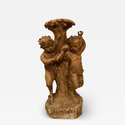 Late 18th or Early 19th Century Terracotta Putti Figural Fountain Planter Base