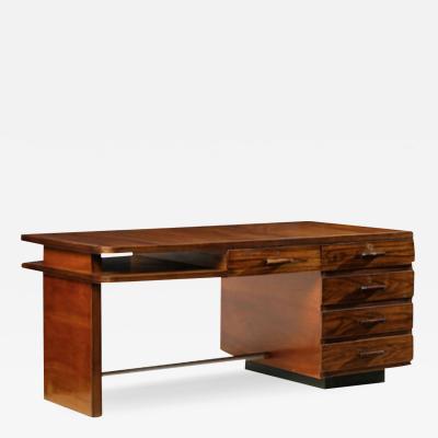 Late 1930s Italian rationalist walnut metal desk