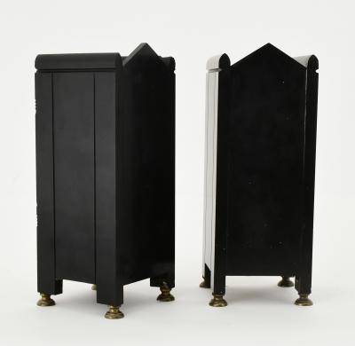 Late 19th Century Antique French Black Marble Hand Painted Clock Garniture Set