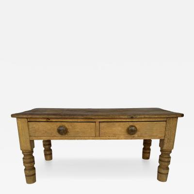 Late 19th Century Country English Pine Low Table with Two Drawers