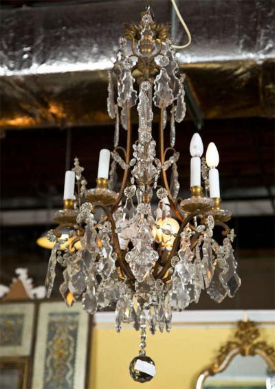 Late 19th Century Crystal and Bronze Chandelier