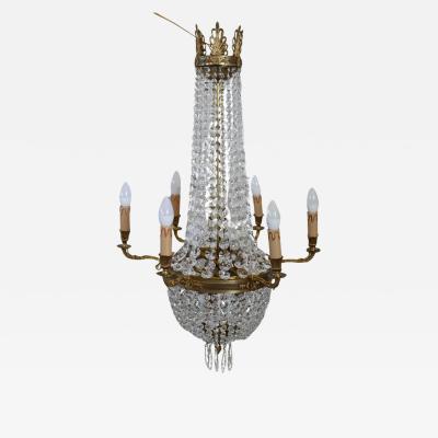 Late 19th Century Empire Style Gilded Bronze and Crystals Chandelier