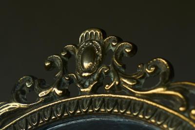 Late 19th Century English Table Mirror in Patinated Brass