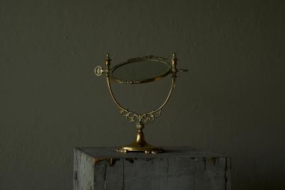 Late 19th Century English Table Mirror in Patinated Brass