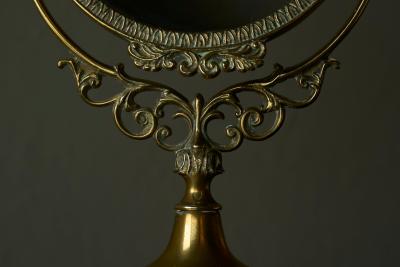 Late 19th Century English Table Mirror in Patinated Brass