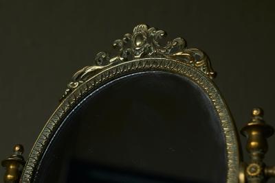Late 19th Century English Table Mirror in Patinated Brass