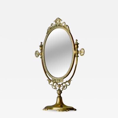 Late 19th Century English Table Mirror in Patinated Brass
