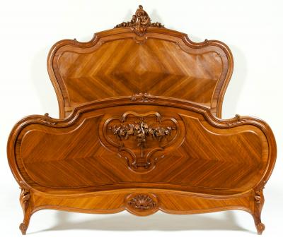 Late 19th Century French Burl Walnut Bed
