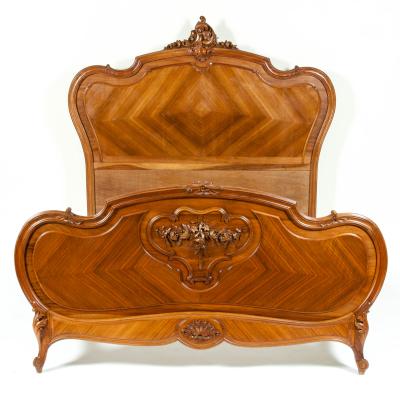 Late 19th Century French Burl Walnut Bed