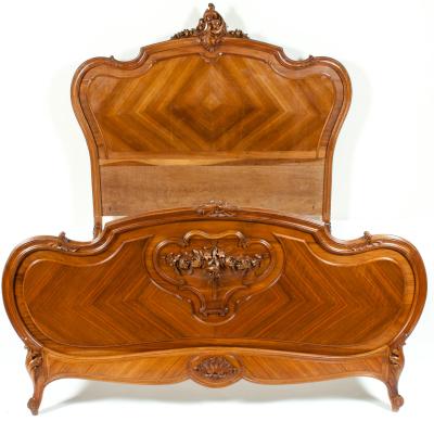 Late 19th Century French Burl Walnut Bed