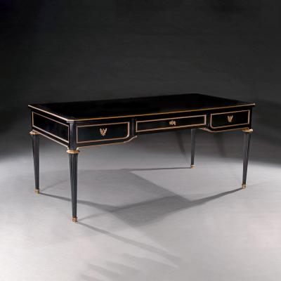 Late 19th Century French Ebonised Bureau Plat Writing Table