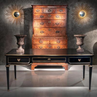 Late 19th Century French Ebonised Bureau Plat Writing Table