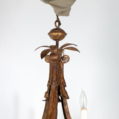 Late 19th Century French Gilt Tole Six Light Chandelier Circa 1870