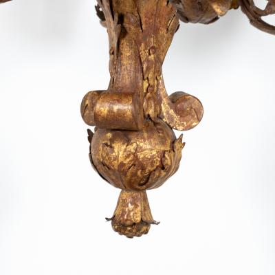 Late 19th Century French Gilt Tole Six Light Chandelier Circa 1870