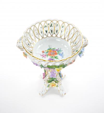 Late 19th Century German Porcelain Reticulated Floral Centerpiece Bowl