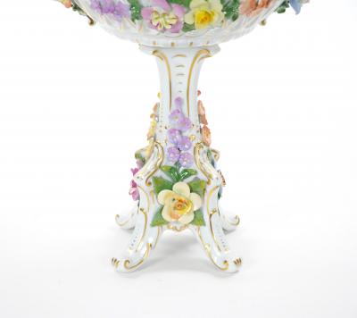 Late 19th Century German Porcelain Reticulated Floral Centerpiece Bowl