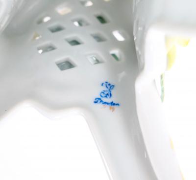 Late 19th Century German Porcelain Reticulated Floral Centerpiece Bowl